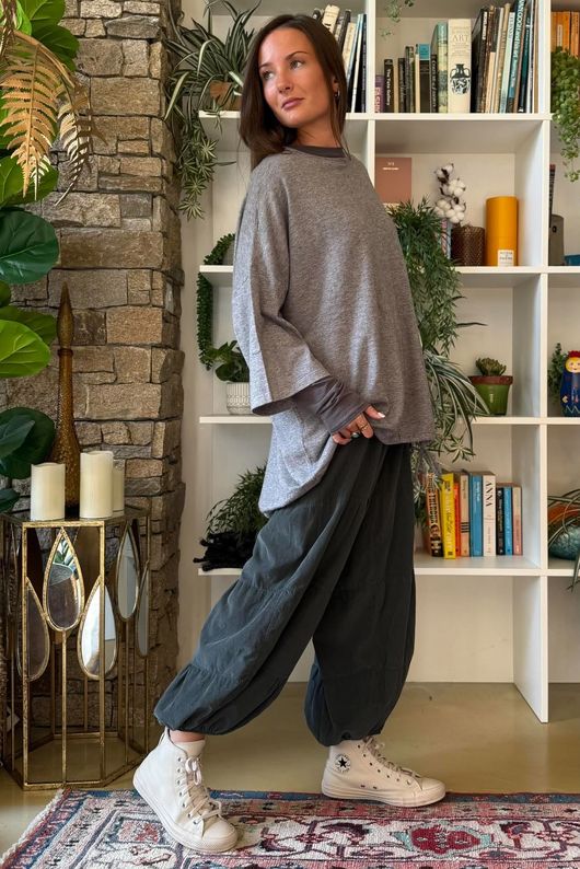 Sander Pull Tie Fine Knit Grey Marl